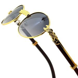 Gold Frame Sunglasses Lens UV400 Protection Male Female Street Wear Cholo Gafas
